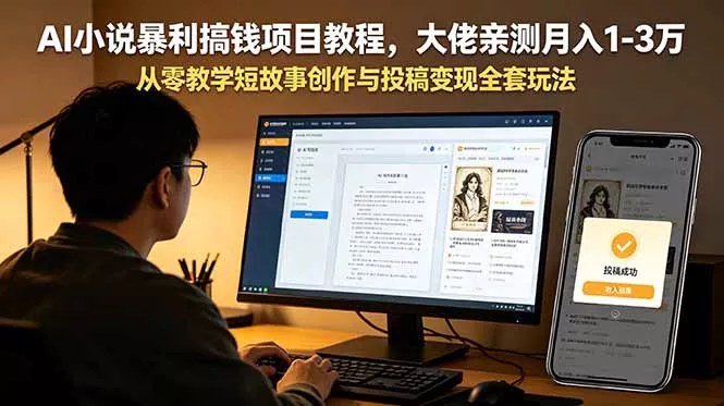 AI小说暴利搞钱项目教程,大佬亲测月入1-3万,从零教学短故事创作与投稿变现全套玩法 AI小说暴利搞钱项目教程,大佬亲测月入1-3万,从零教学短故事创作与投稿变现全套玩法