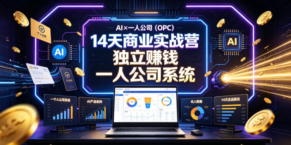 AI×一人公司(OPC)14天商业实战营,用AI帮你搭建一个属于你自己的、能独立賺钱的一人公司系统 AI×一人公司(OPC)14天商业实战营,用AI帮你搭建一个属于你自己的、能独立賺钱的一人公司系统