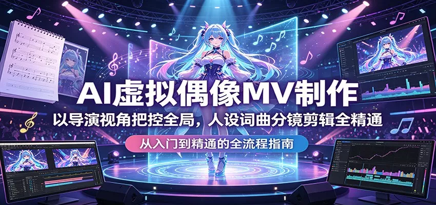 AI虚拟偶像MV制作：以导演视角把控全局，人设词曲分镜剪辑全精通 - 项目资源网