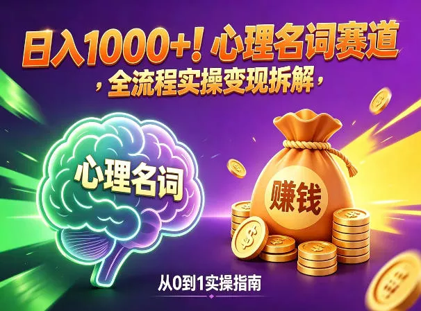 心理名词赛道,新手小白也能做,全流程项目拆解,单日变现1k+ 心理名词赛道,新手小白也能做,全流程项目拆解,单日变现1k+