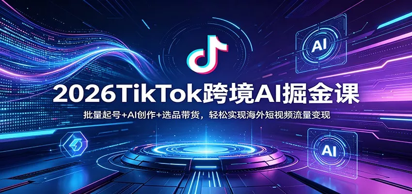 2026TikTok跨境AI掘金课：批量起号+AI创作+选品带货，轻松实现海外短视频流量变现 - 项目资源网