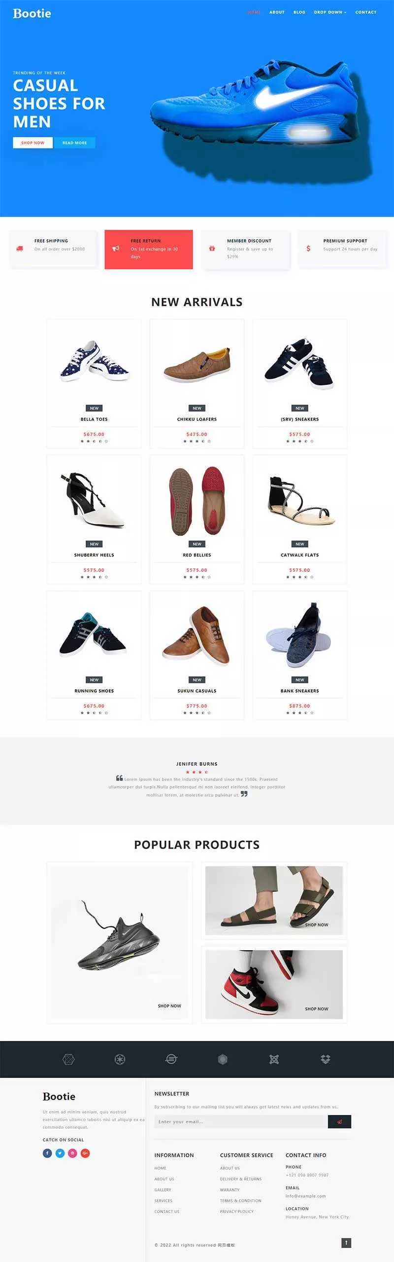 简洁大气的鞋子商城Bootstrap响应式网页模板 - 项目资源网