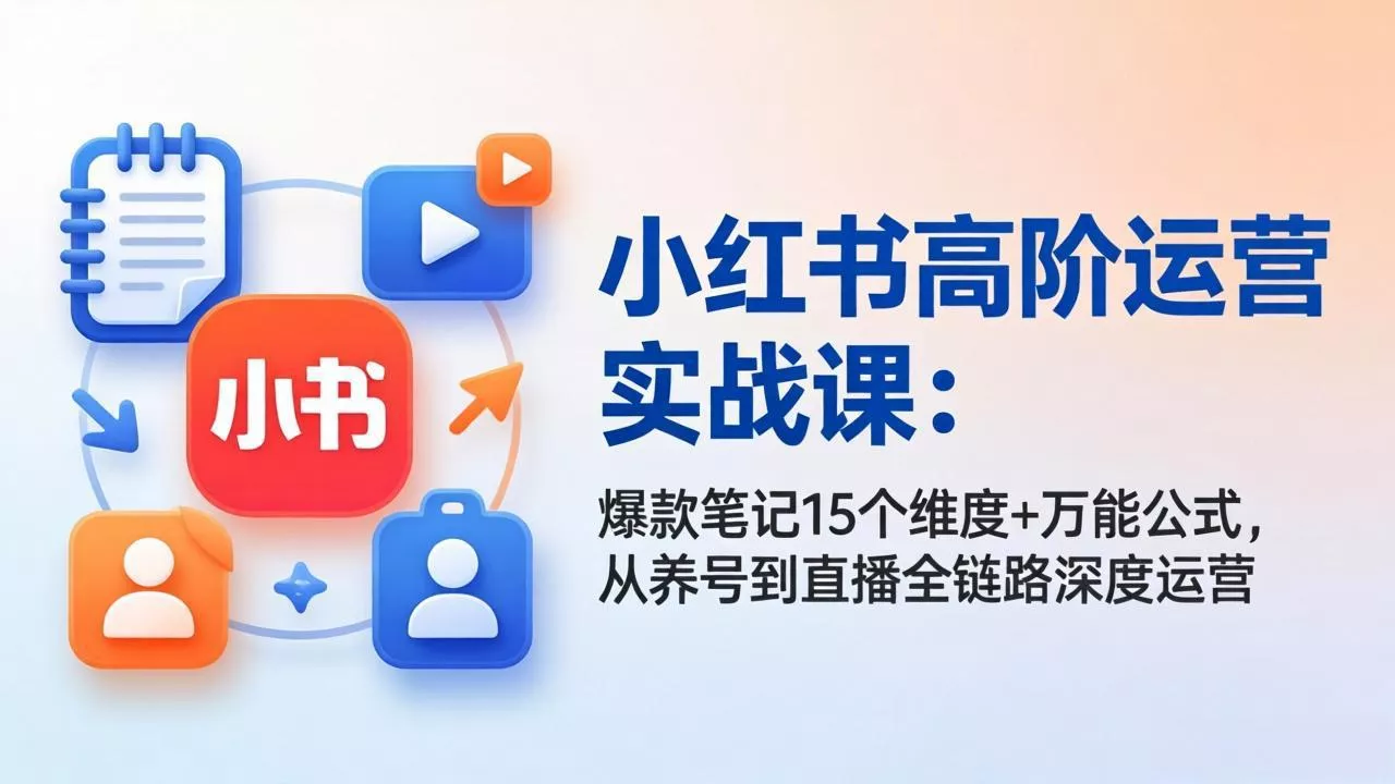 小红书高阶运营实战课:爆款笔记15个维度+万能公式,从养号到直播全链路深度运营 小红书高阶运营实战课:爆款笔记15个维度+万能公式,从养号到直播全链路深度运营