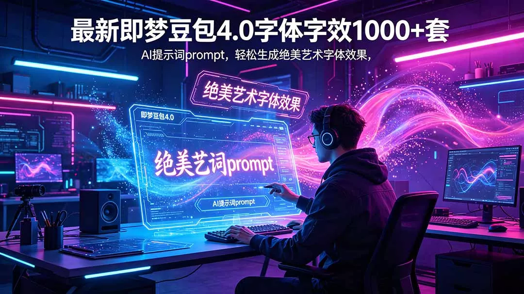 最新即梦豆包4.0字体字效1000+套,AI提示词prompt,轻松生成绝美艺术字体效果 最新即梦豆包4.0字体字效1000+套,AI提示词prompt,轻松生成绝美艺术字体效果
