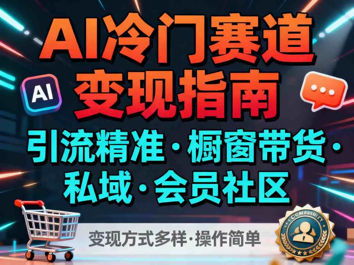 AI冷门赛道，引流精准，橱窗带货+私域+会员社区，变现方式多样，操作简单 - 项目资源网