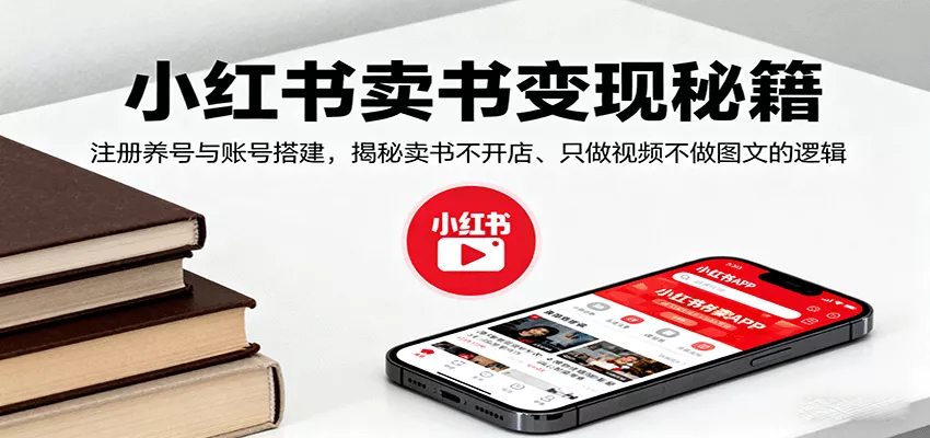 小红书卖书变现秘籍，注册养号与账号搭建，揭秘卖书不开店、只做视频不做图文的逻辑 - 项目资源网