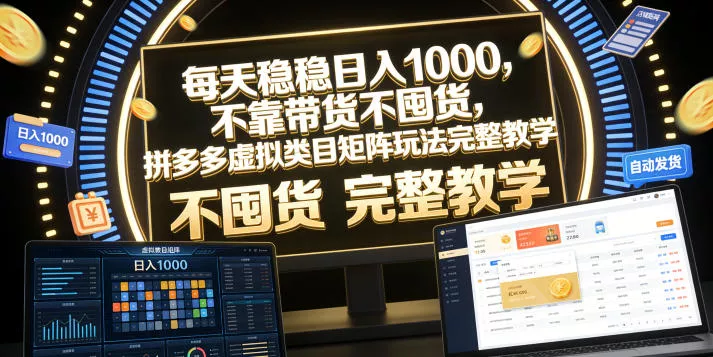 每天稳稳日入1000,不靠带货不囤货,拼多多虚拟类目矩阵玩法完整教学【揭秘】 每天稳稳日入1000,不靠带货不囤货,拼多多虚拟类目矩阵玩法完整教学【揭秘】