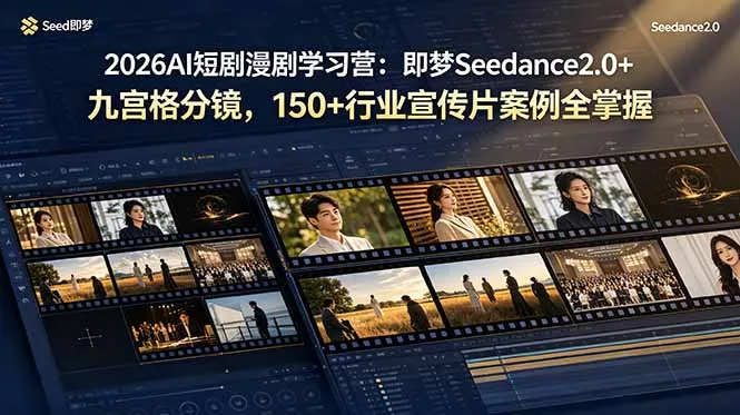 2026AI短剧漫剧学习营:即梦Seedance2.0+九宫格分镜,150+行业宣传片案例全掌握 2026AI短剧漫剧学习营:即梦Seedance2.0+九宫格分镜,150+行业宣传片案例全掌握
