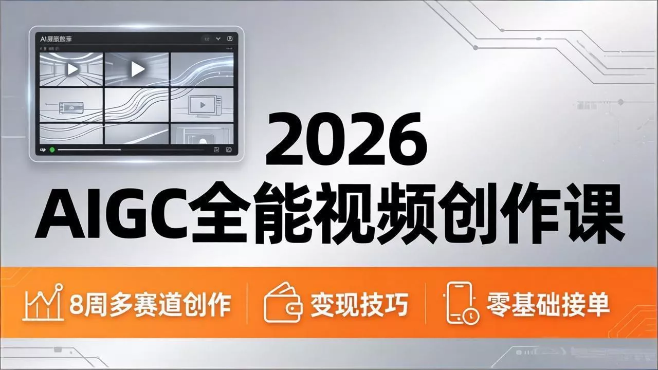 2026AIGC全能视频创作课,8周吃透多赛道创作+变现,零基础也能高效出片接单 2026AIGC全能视频创作课,8周吃透多赛道创作+变现,零基础也能高效出片接单