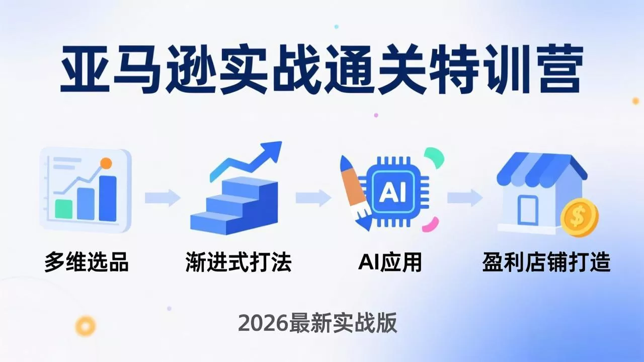 亚马逊实战通关特训营：2026年3月更新，多维选品+渐进式打法+AI应用，从0到1打造盈利店铺 - 项目资源网