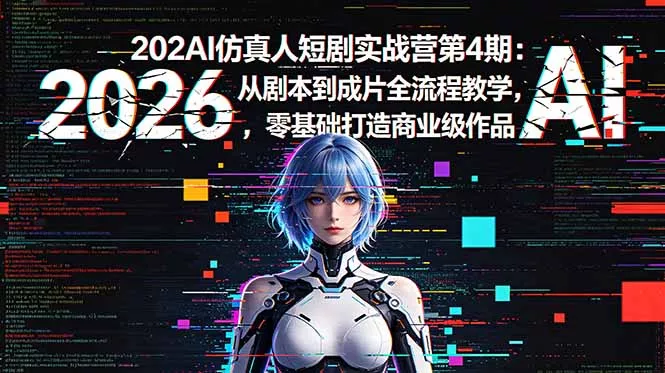 2026AI仿真人短剧实战营第4期:从剧本到成片全流程教学,零基础打造商业级作品 2026AI仿真人短剧实战营第4期:从剧本到成片全流程教学,零基础打造商业级作品