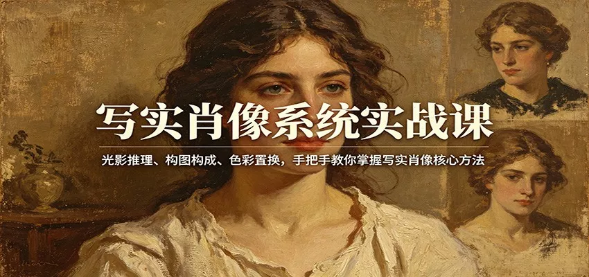 写实肖像系统实战课：光影推理、构图构成、色彩置换，手把手教你掌握写实肖像核心方法 - 项目资源网