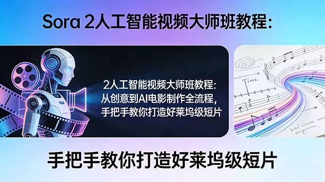 Sora 2人工智能视频大师班教程:从创意到AI电影制作全流程,手把手教你打造好莱坞级短片 Sora 2人工智能视频大师班教程:从创意到AI电影制作全流程,手把手教你打造好莱坞级短片