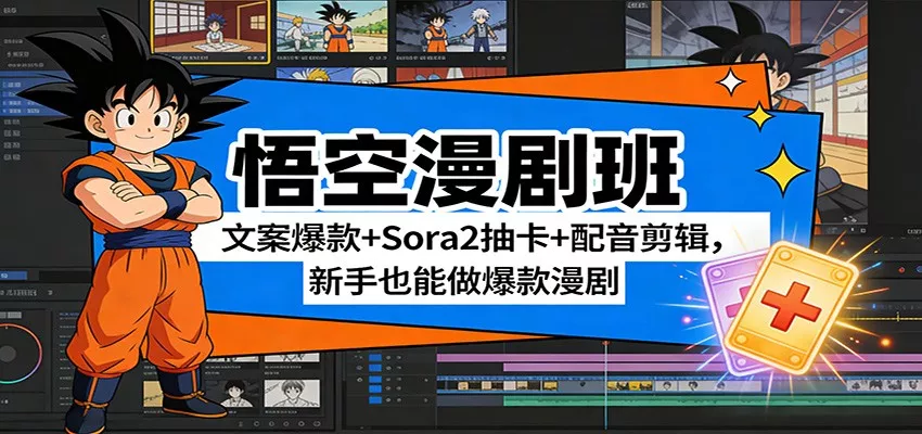 悟空漫剧班：文案爆款+Sora2抽卡+配音剪辑，新手也能做爆款漫剧 - 项目资源网