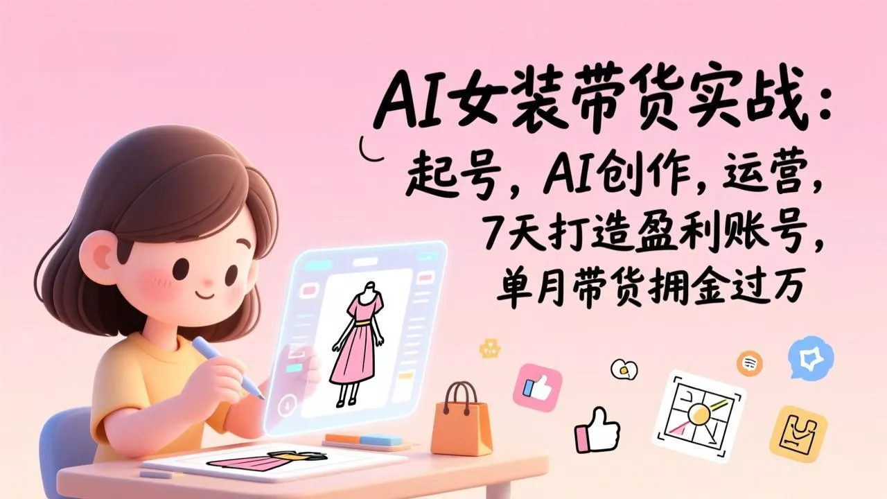 AI女装带货实战:起号,AI创作,运营,7天打造盈利账号,单月带货佣金过万 AI女装带货实战:起号,AI创作,运营,7天打造盈利账号,单月带货佣金过万