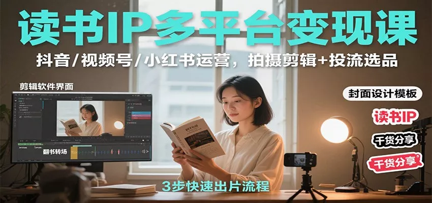 读书IP多平台变现课：抖音/视频号/小红书运营，拍摄剪辑+投流选品 - 项目资源网