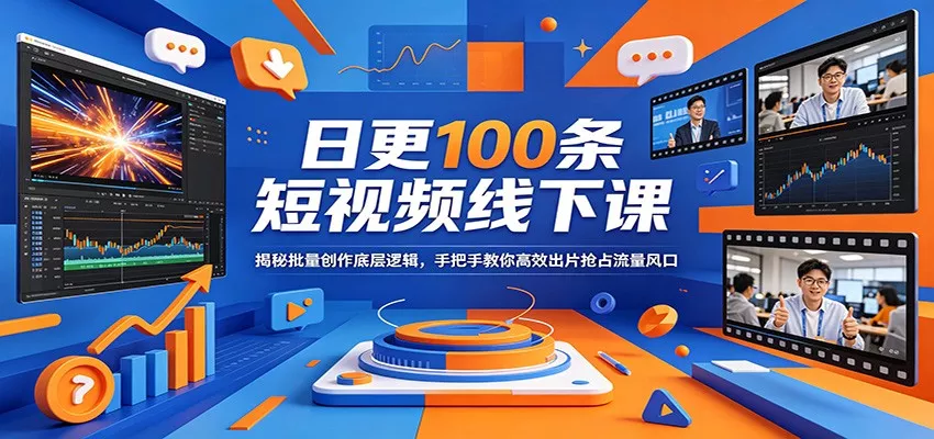 日更100条短视频线下课:揭秘批量创作底层逻辑,手把手教你高效出片抢占流量风口 - 项目资源网
