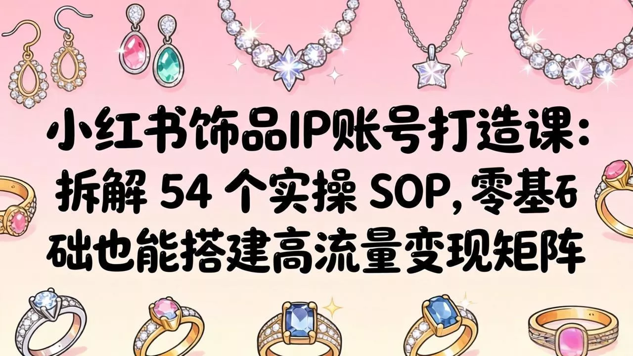 小红书饰品IP账号打造课:拆解 54 个实操 SOP,零基础也能搭建高流量变现矩阵 小红书饰品IP账号打造课:拆解 54 个实操 SOP,零基础也能搭建高流量变现矩阵