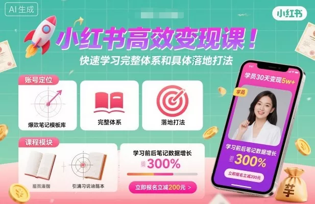 小红书高效变现课，快速学习小红书完整体系和具体落地打法 - 项目资源网