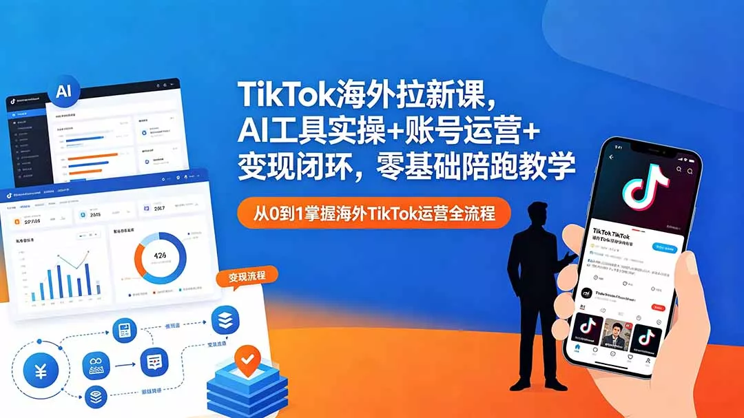 TikTok海外拉新课,AI工具实操+账号运营+变现闭环,零基础陪跑教学 TikTok海外拉新课,AI工具实操+账号运营+变现闭环,零基础陪跑教学