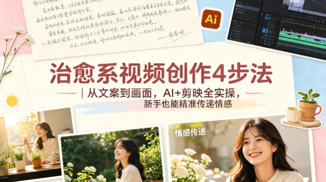 治愈系视频创作4步法|从文案到画面,AI+剪映全实操,新手也能精准传递情感 治愈系视频创作4步法|从文案到画面,AI+剪映全实操,新手也能精准传递情感