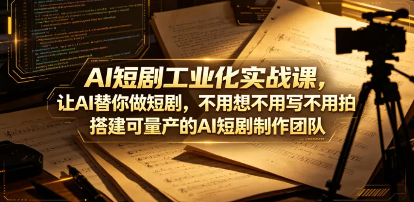 AI短剧工业化实战课,让AI替你做短剧,不用想不用写不用拍,搭建可量产的AI短剧制作团队 AI短剧工业化实战课,让AI替你做短剧,不用想不用写不用拍,搭建可量产的AI短剧制作团队