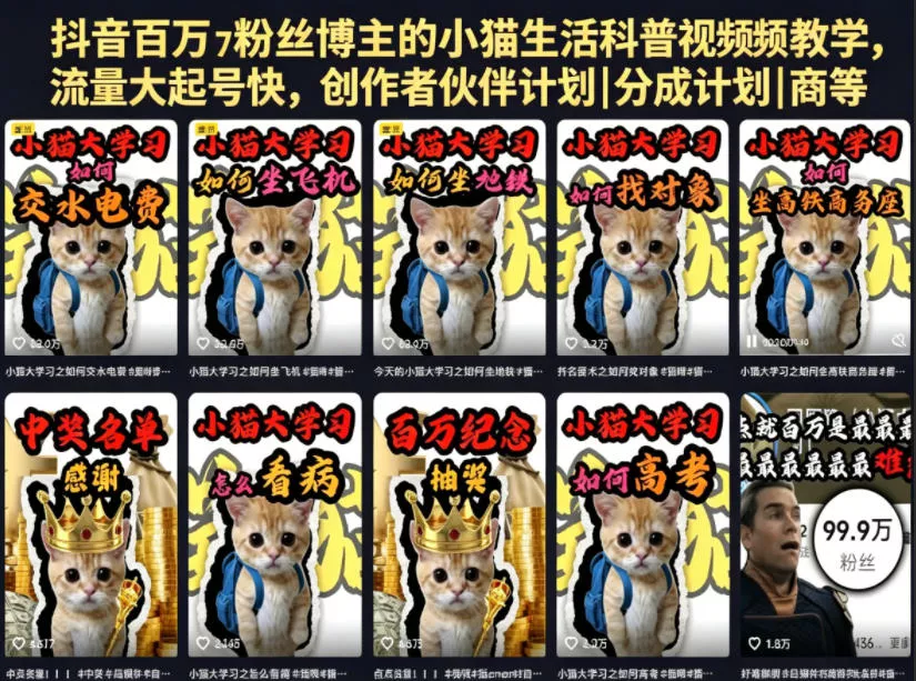 抖音百万粉丝博主的小猫生活科普视频教学,流量大起号快,创作者伙伴计划|分成计划|商单|收徒等 抖音百万粉丝博主的小猫生活科普视频教学,流量大起号快,创作者伙伴计划|分成计划|商单|收徒等