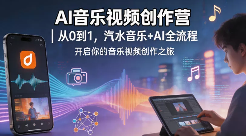 AI音乐视频创作营｜从0到1，汽水音乐+AI全流程，开启你的音乐视频创作之旅 - 项目资源网