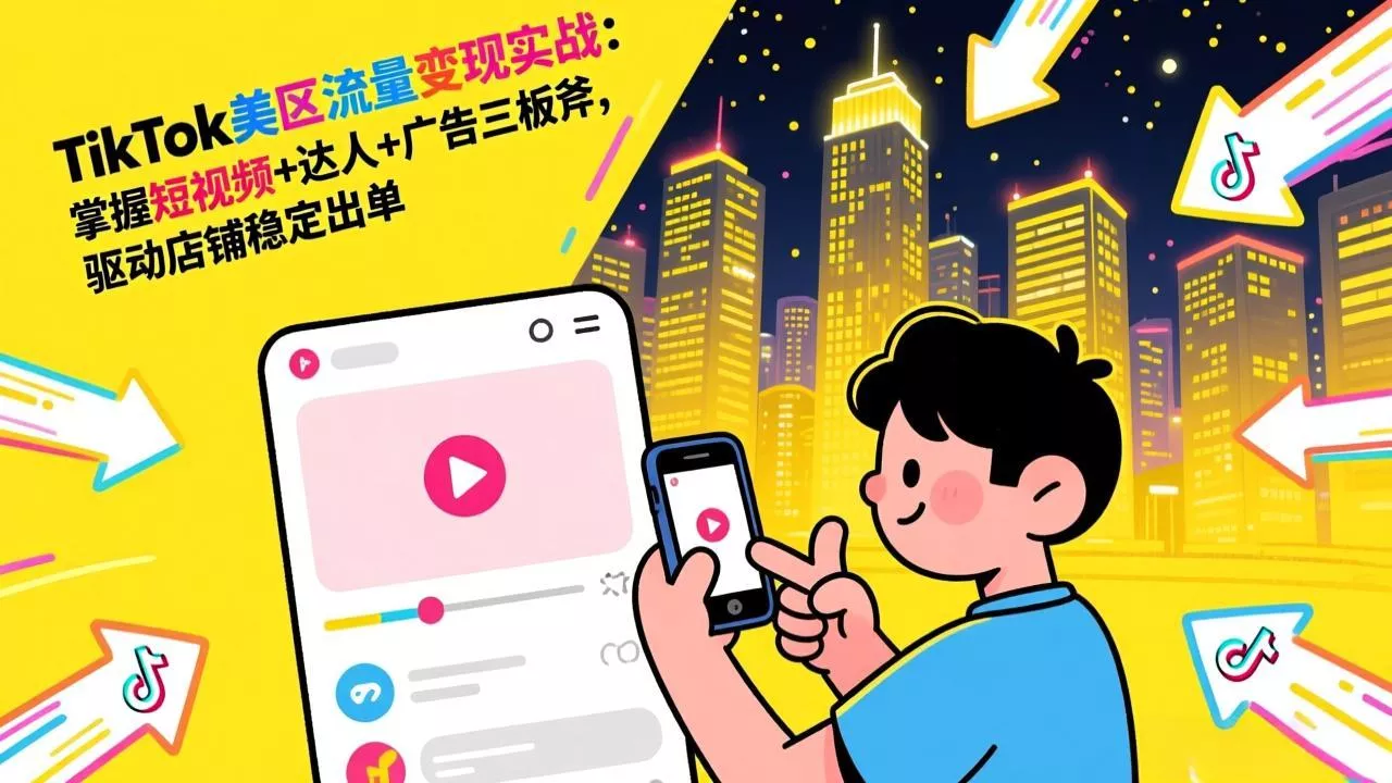 TikTok美区流量变现实战：掌握短视频+达人+广告三板斧，驱动店铺稳定出单 - 项目资源网