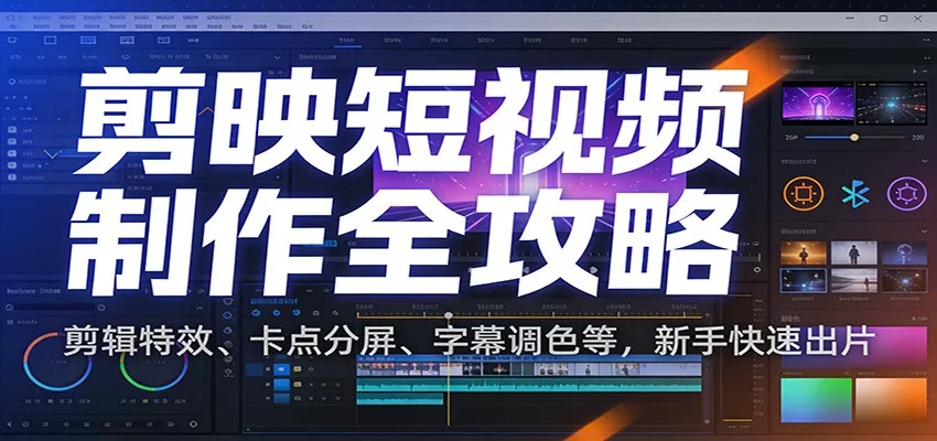 剪映短视频制作全攻略：剪辑特效、卡点分屏、字幕调色等，新手快速出片 - 项目资源网