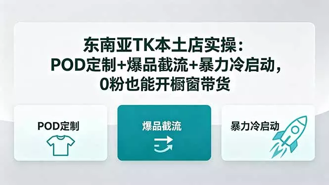 东南亚TK本土店实操:POD定制+爆品截流+暴力冷启动,0粉也能开橱窗带货 东南亚TK本土店实操:POD定制+爆品截流+暴力冷启动,0粉也能开橱窗带货