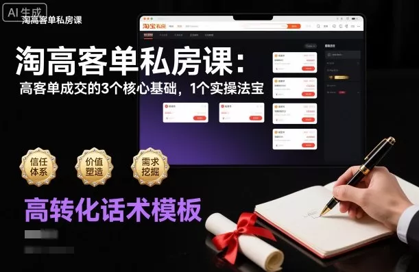 淘高客单私房课：高客单成交的3个核心基础，1个实操法宝 - 项目资源网