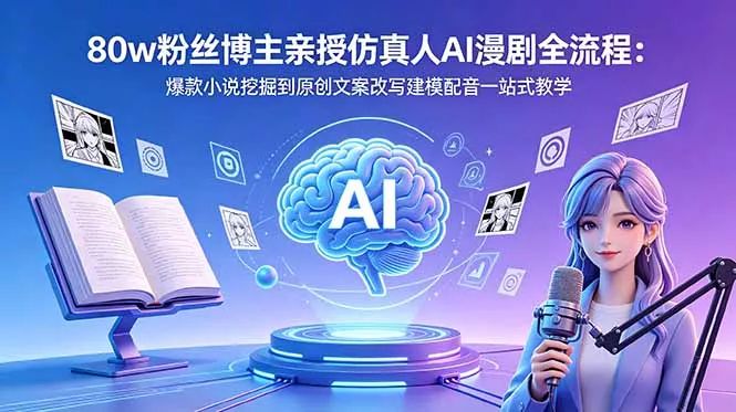 80w粉丝博主亲授仿真人AI漫剧全流程：爆款小说挖掘到原创文案改写建模配音一站式教学 - 项目资源网