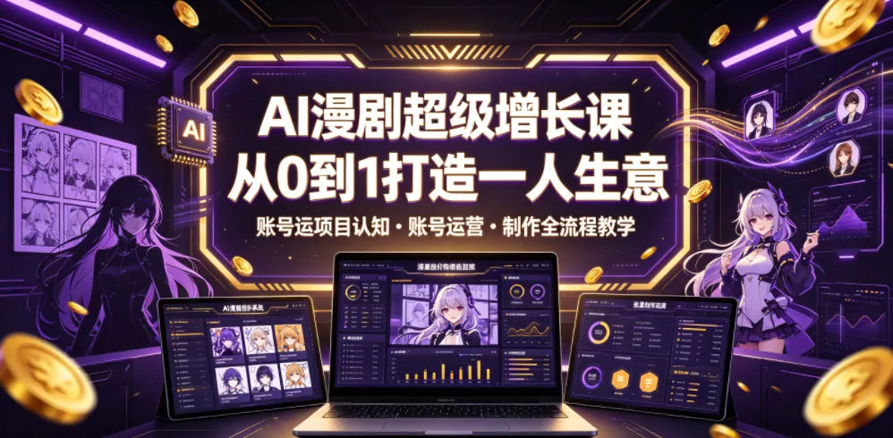 AI漫剧超级增长课,从0到1打造一人生意,项目认知・账号运营・制作全流程教学 AI漫剧超级增长课,从0到1打造一人生意,项目认知・账号运营・制作全流程教学