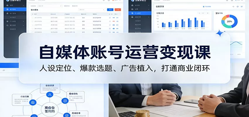 自媒体账号运营变现课：人设定位、爆款选题、广告植入，打通商业闭环 - 项目资源网