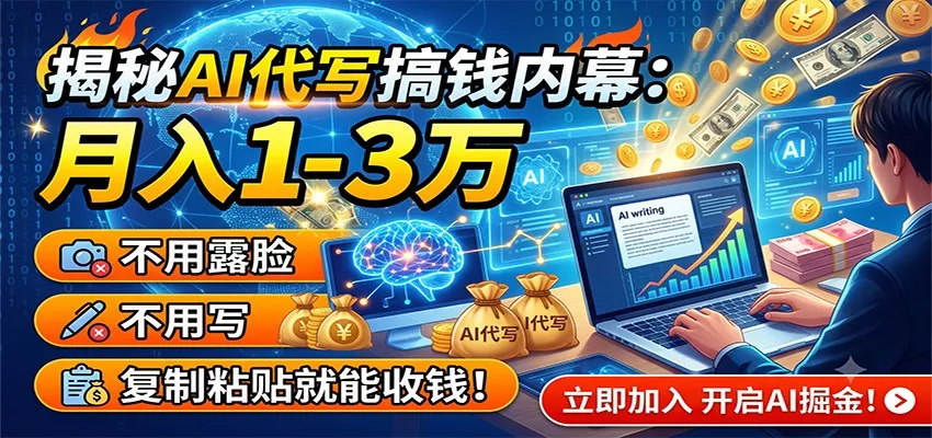 揭秘AI代写搞钱内幕：月入1-3万，不用露脸不用写，复制粘贴就能收钱！ - 项目资源网