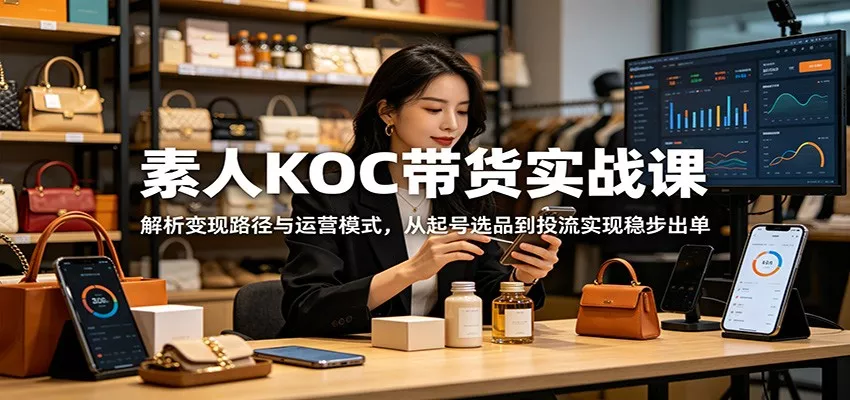 素人KOC带货实战课：解析变现路径与运营模式，从起号选品到投流实现稳步出单 - 项目资源网