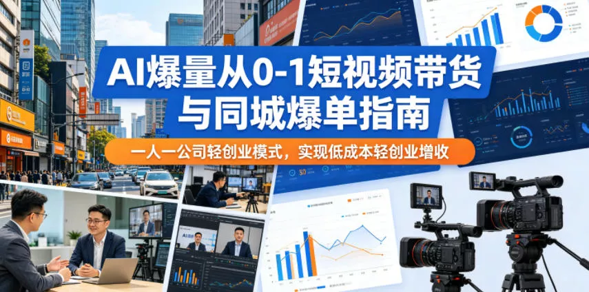 AI爆量从0-1短视频带货与同城爆单指南,一人一公司轻创业模式,实现低成本轻创业增收 AI爆量从0-1短视频带货与同城爆单指南,一人一公司轻创业模式,实现低成本轻创业增收