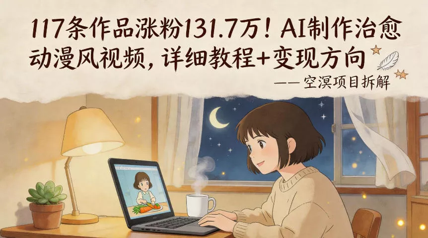 117条作品涨粉131.7W!AI制作治愈动漫风视频,详细教程+变现方向 117条作品涨粉131.7W!AI制作治愈动漫风视频,详细教程+变现方向