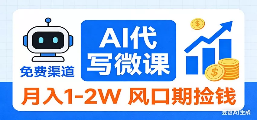 2026告别打工！AI 代写微课，提供免费渠道，月入 1-2W 风口期捡钱 - 项目资源网