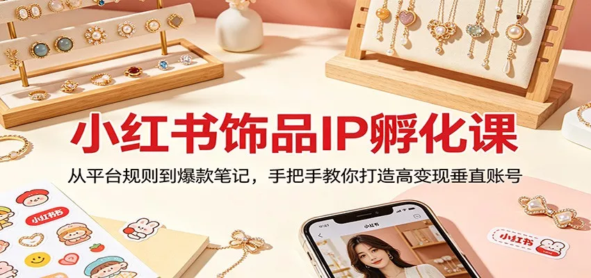 小红书饰品IP孵化课：从平台规则到爆款笔记，手把手教你打造高变现垂直账号 - 项目资源网