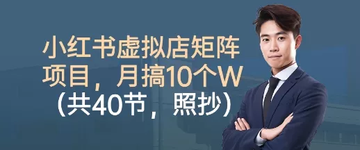 小红书虚拟店矩阵项目,照抄照做,月搞1W+(共40节)