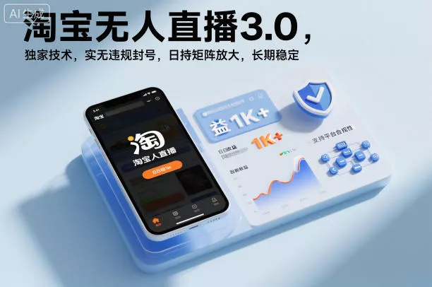 淘宝无人直播3.0，独家技术，实无违规封号，日收益1k+，支持矩阵放大，长期稳定【揭秘】 - 项目资源网