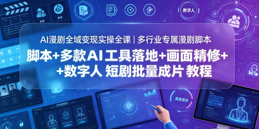 AI漫剧全域变现实操全课|多行业专属漫剧脚本+多款AI工具落地+画面精修+数字人短剧批量成片全教程 AI漫剧全域变现实操全课|多行业专属漫剧脚本+多款AI工具落地+画面精修+数字人短剧批量成片全教程