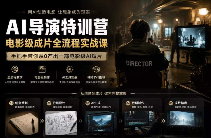 AI导演特训营,电影级成片全流程实战课,手把手带你从0产出一部电影级AI短片 AI导演特训营,电影级成片全流程实战课,手把手带你从0产出一部电影级AI短片