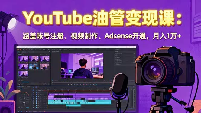 2025YouTube油管变现课：涵盖账号注册、视频制作、Adsense开通，月入1万+ - 项目资源网