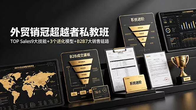 外贸销冠超越者私教班：TOP Sales9大技能+3个进化模型+B2B7大销售链路，系统进阶 - 项目资源网