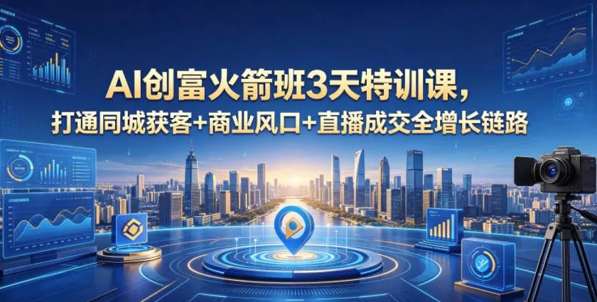 AI创富火箭班3天特训课,打通同城获客+商业风口+直播成交全增长链路,2026年4月新课 AI创富火箭班3天特训课,打通同城获客+商业风口+直播成交全增长链路,2026年4月新课