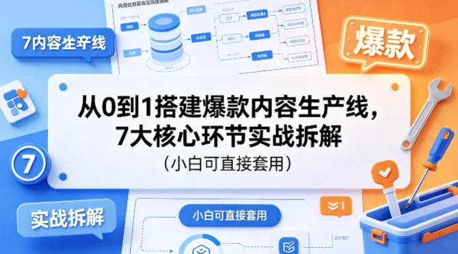 从0到1搭建爆款内容生产线,7大核心环节实战拆解(小白可直接套用) 从0到1搭建爆款内容生产线,7大核心环节实战拆解(小白可直接套用)