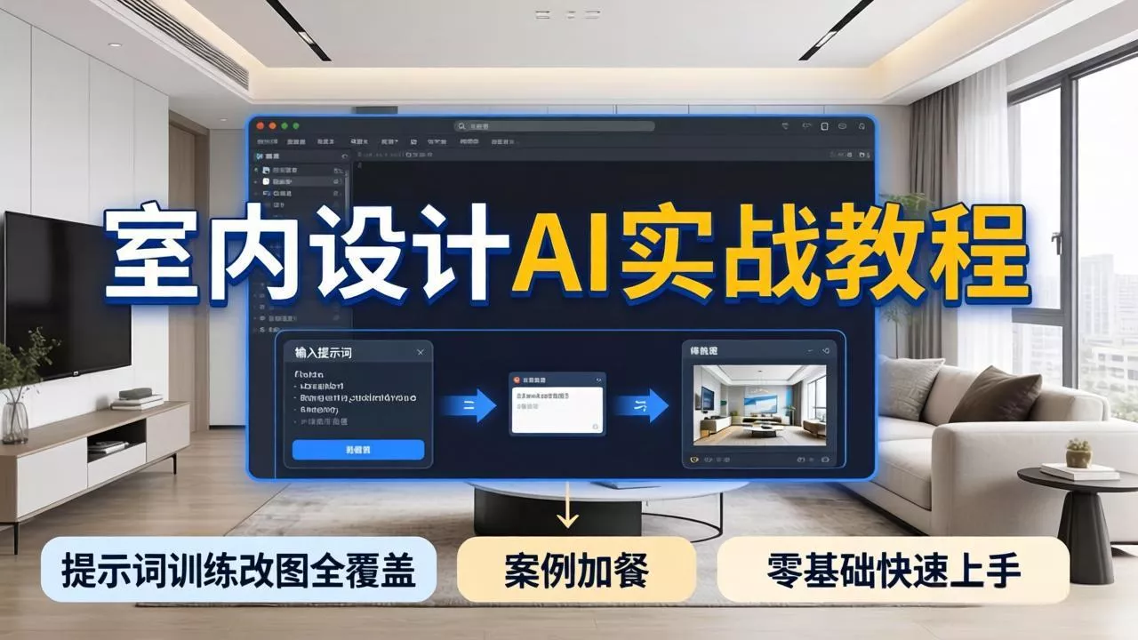2026室内设计AI实战教程,提示词训练改图全覆盖,搭配案例加餐,零基础也能快速上手 2026室内设计AI实战教程,提示词训练改图全覆盖,搭配案例加餐,零基础也能快速上手